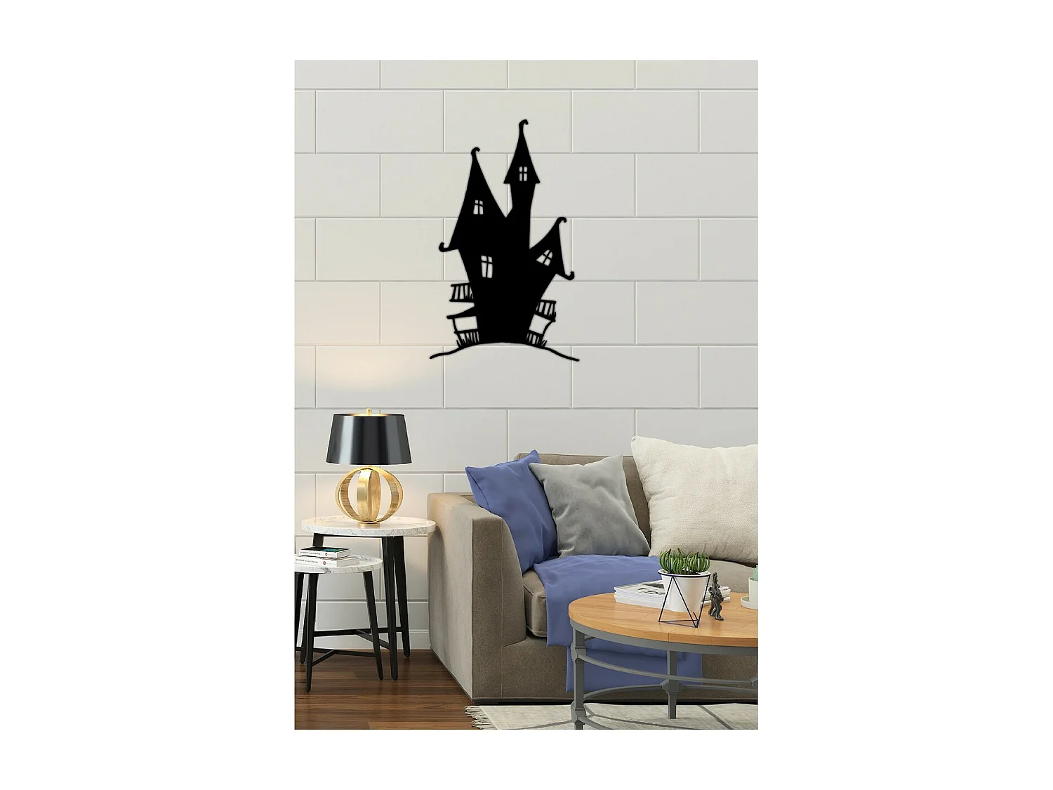 Decorazione in Metallo Castello, Nero, 32x1,5x53 cm, EPIKASA