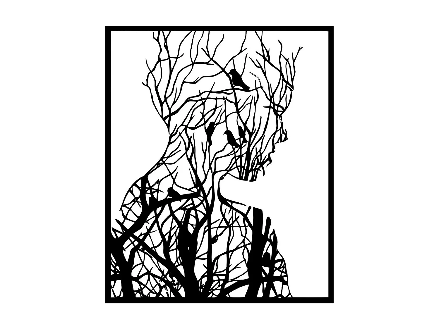 Metalen Decoratie Lady - Zwart - 60x1,5x73 cm - EPIKASA