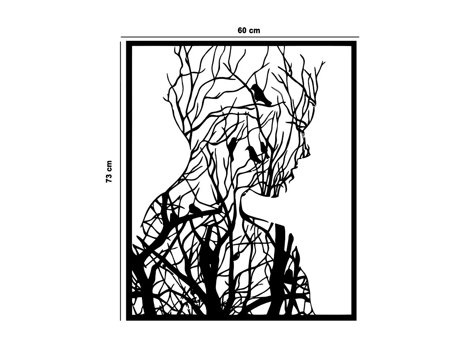 Metalen Decoratie Lady - Zwart - 60x1,5x73 cm - EPIKASA