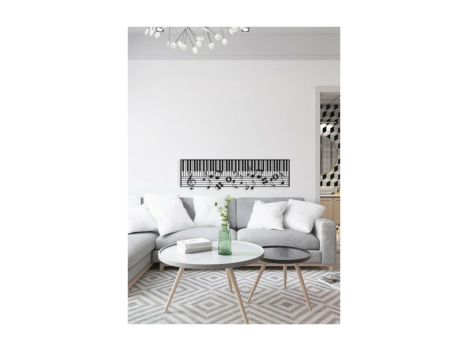 Decoração em Metal Pianoforte 14, Preto, 101x1,5x29 cm, EPIKASA