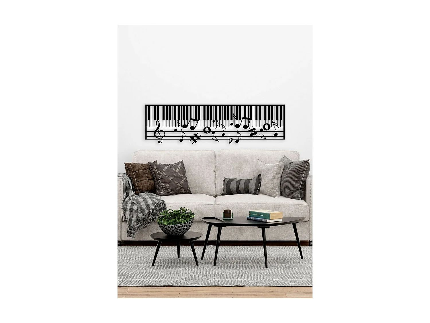 Decoração em Metal Pianoforte 14, Preto, 101x1,5x29 cm, EPIKASA