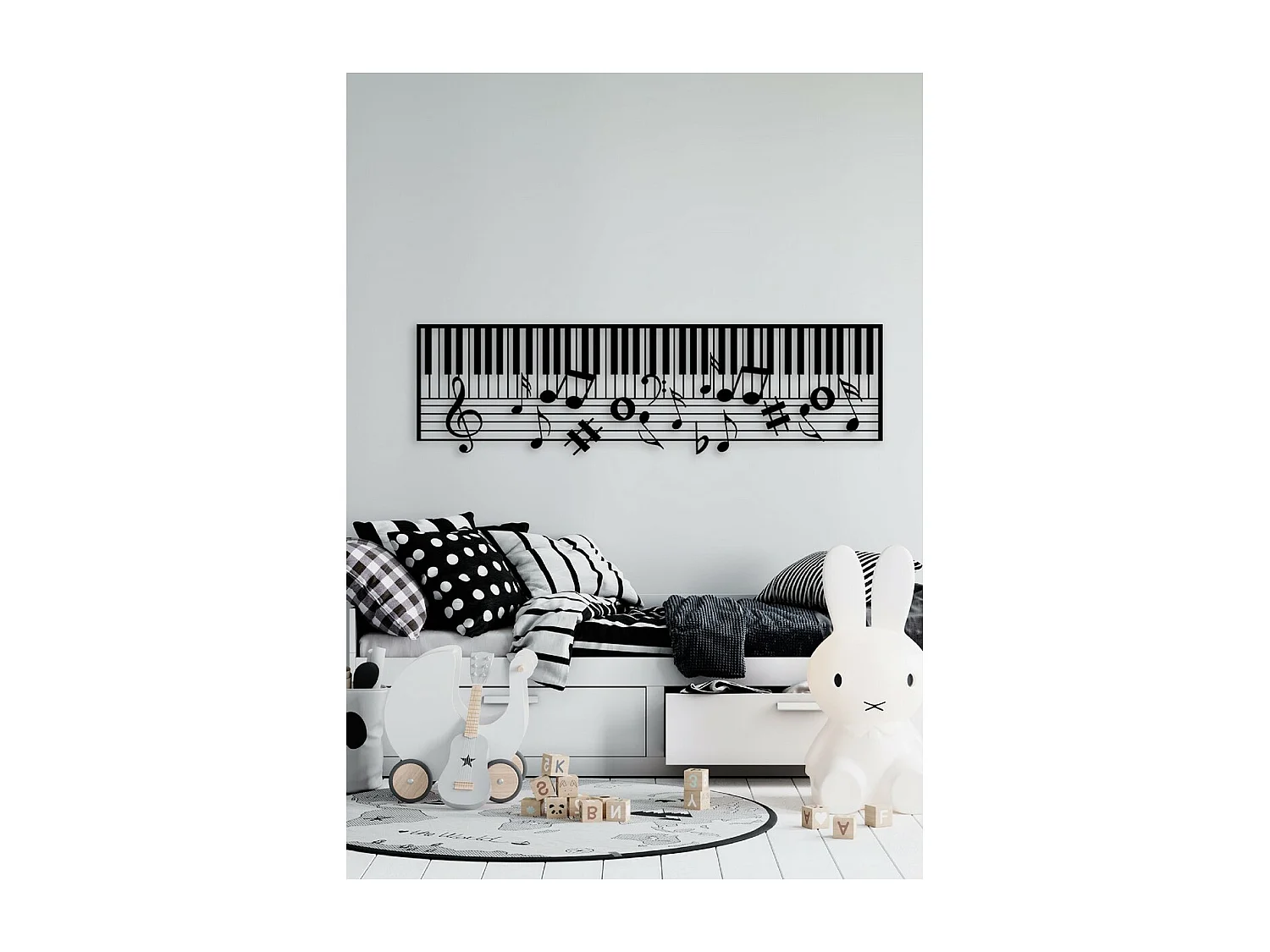 Decoração em Metal Pianoforte 14, Preto, 101x1,5x29 cm, EPIKASA