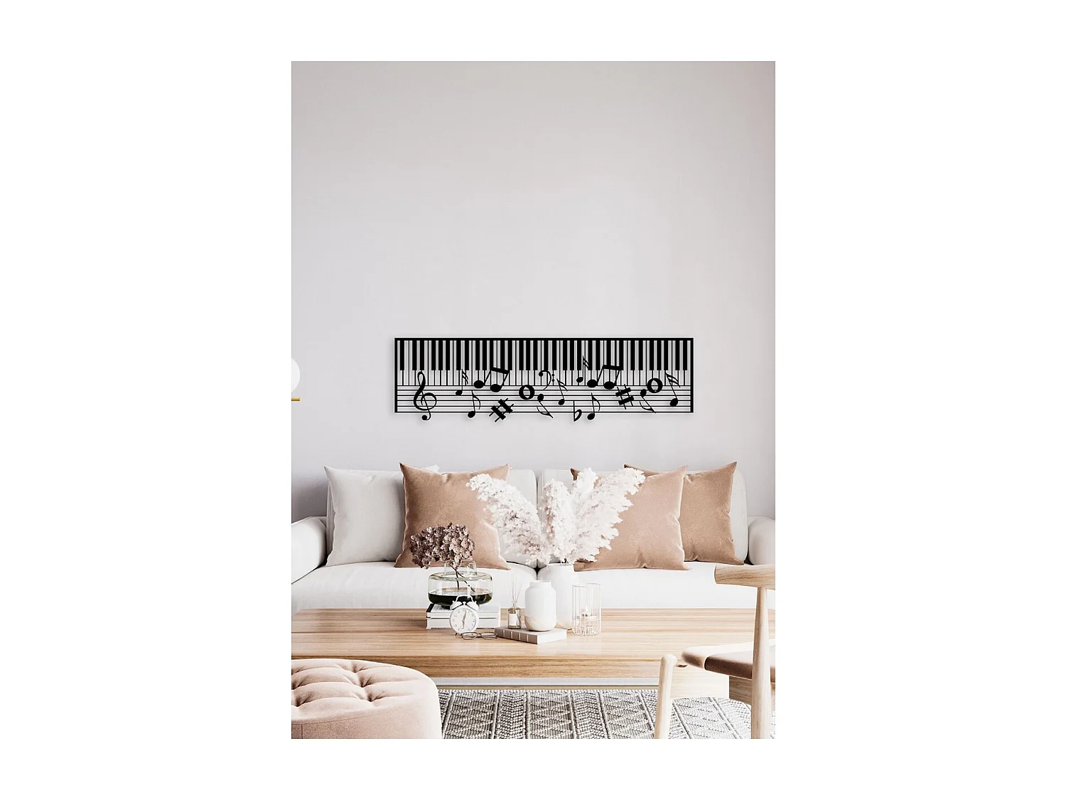 Decoração em Metal Pianoforte 14, Preto, 101x1,5x29 cm, EPIKASA