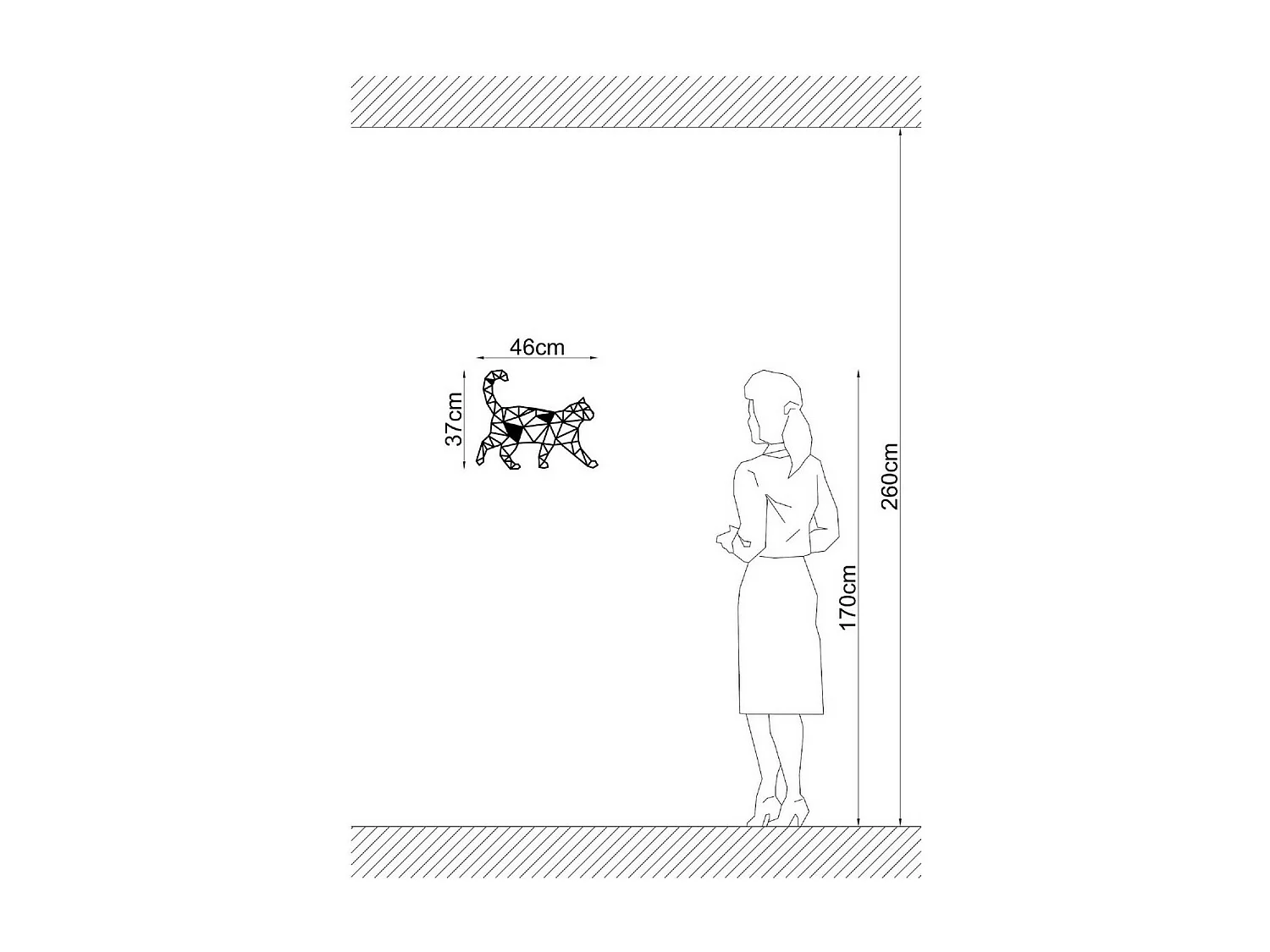 Décoration en Métal Chats 2, Noir, 46x1,5x37 cm, EPIKASA