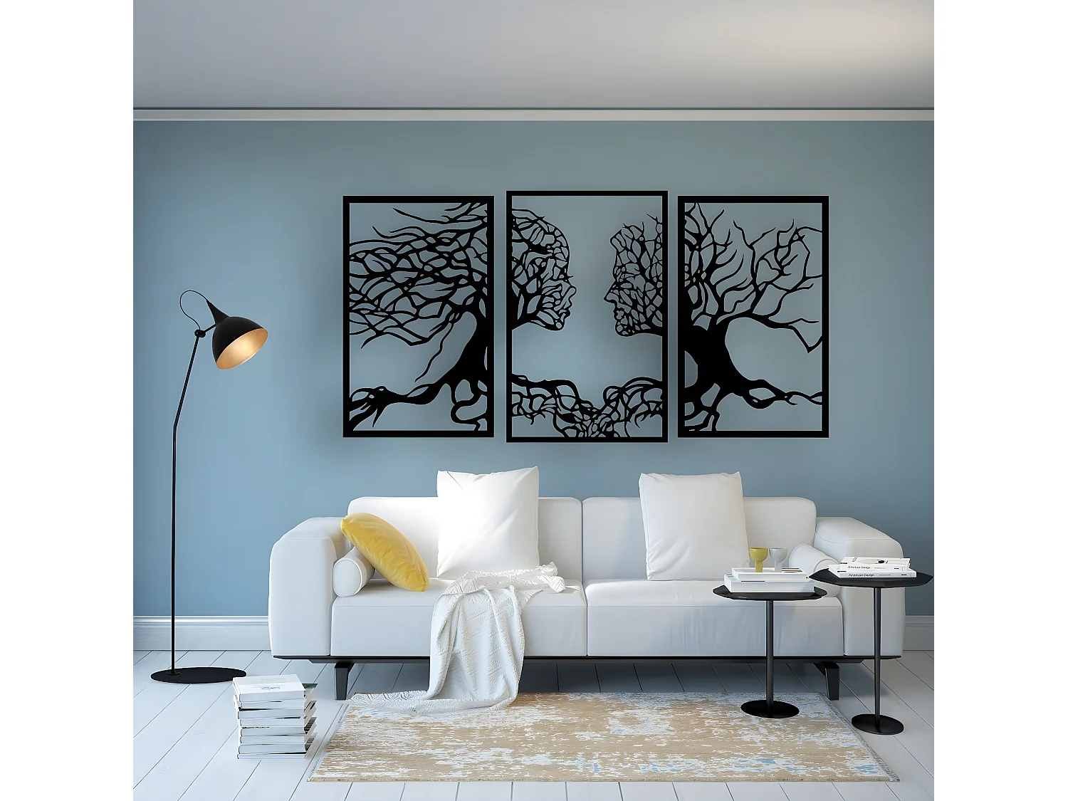 Décoration en Métal Arbre 28, Noir, 180x1,5x105 cm, EPIKASA