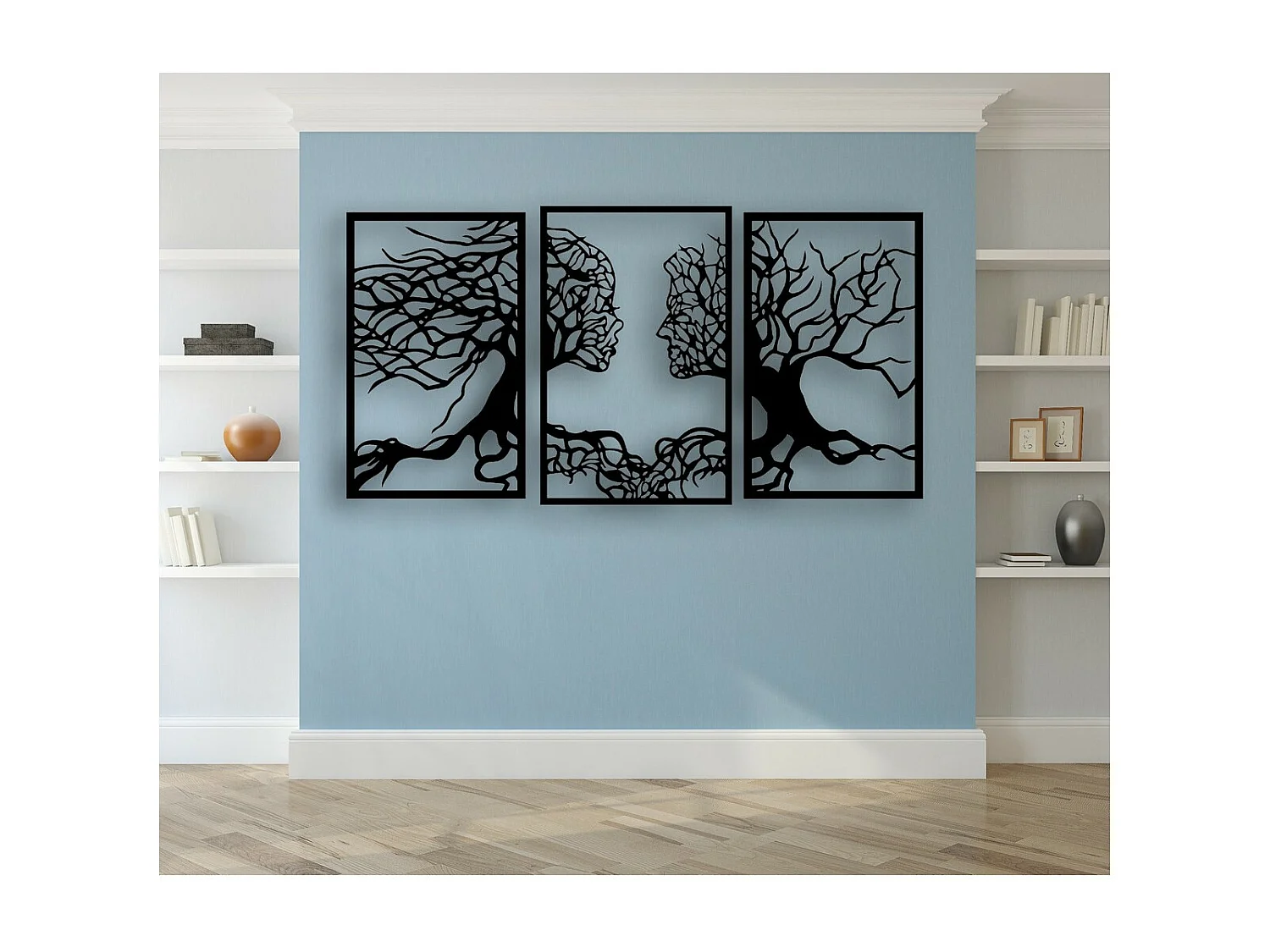 Décoration en Métal Arbre 28, Noir, 180x1,5x105 cm, EPIKASA