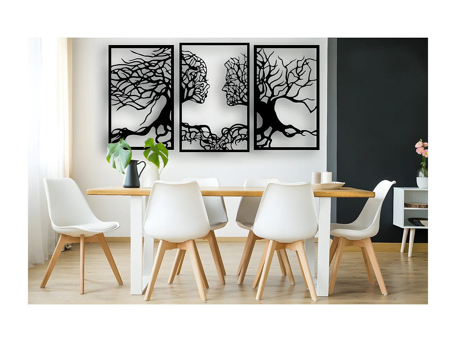 Décoration en Métal Arbre 28, Noir, 180x1,5x105 cm, EPIKASA