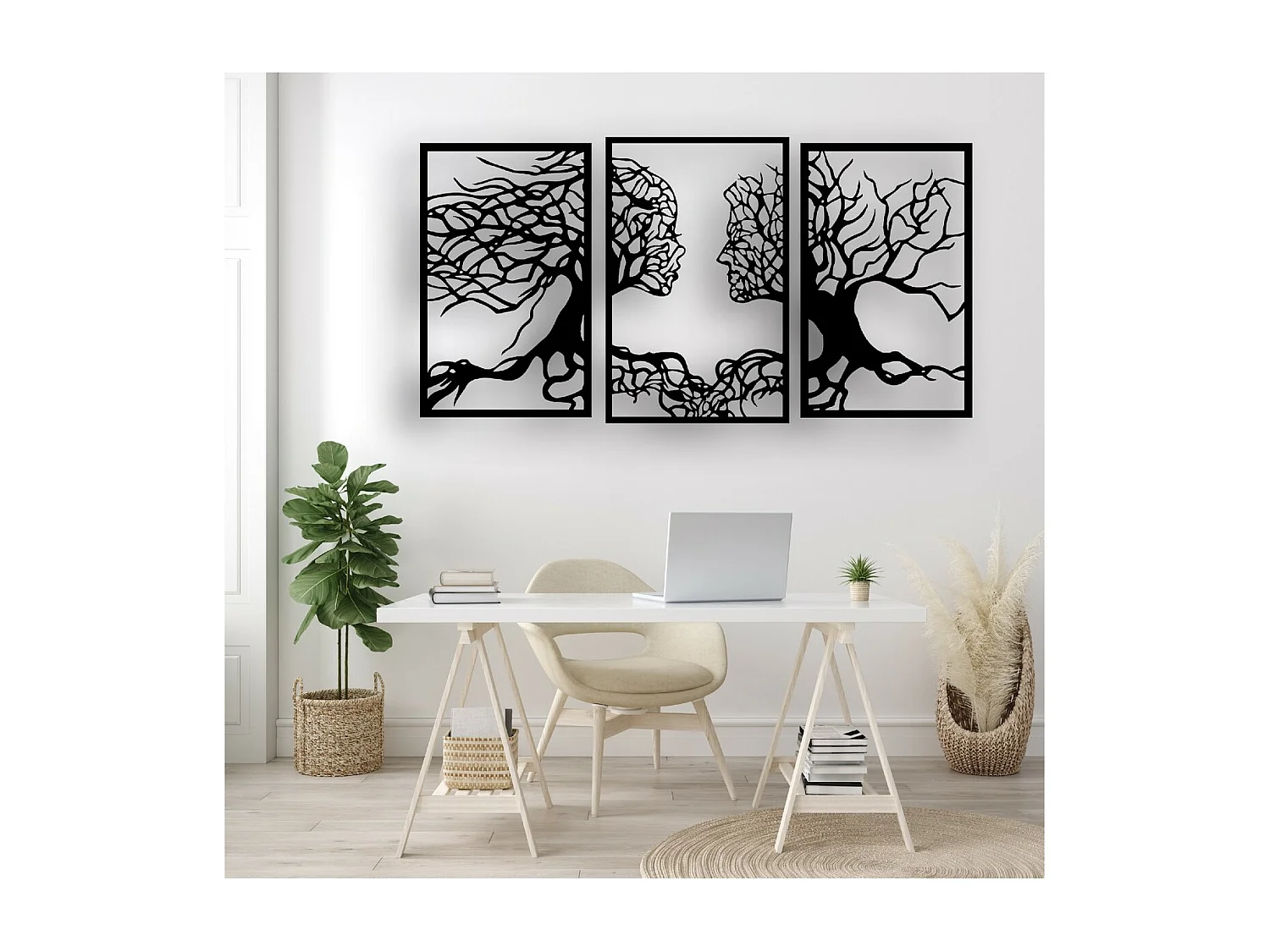 Décoration en Métal Arbre 28, Noir, 180x1,5x105 cm, EPIKASA