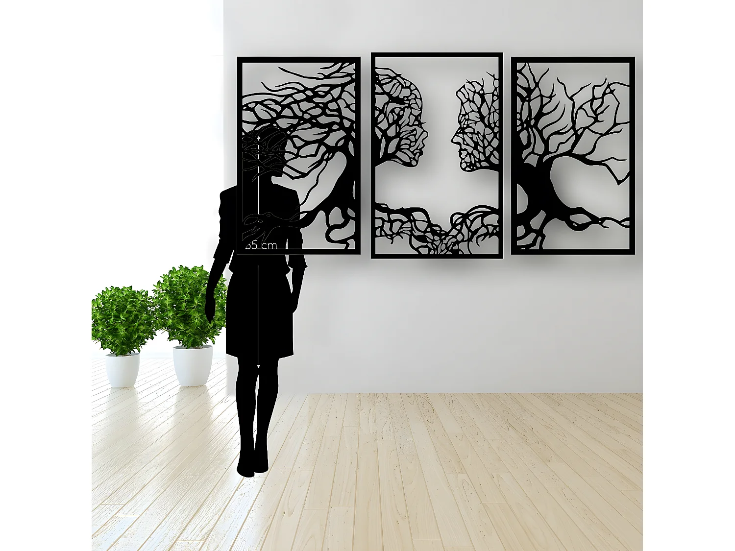 Décoration en Métal Arbre 28, Noir, 180x1,5x105 cm, EPIKASA