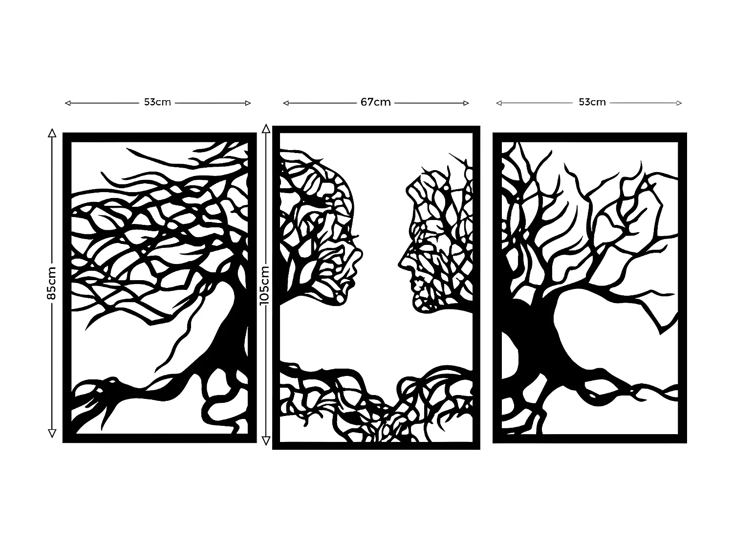 Décoration en Métal Arbre 28, Noir, 180x1,5x105 cm, EPIKASA