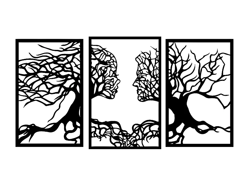 Décoration en Métal Arbre 28, Noir, 180x1,5x105 cm, EPIKASA