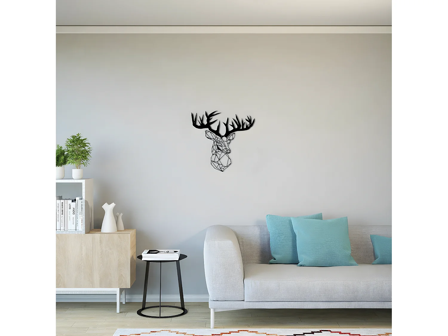 Décoration en Métal Chevreuil 2, Noir, 50x1,5x50 cm, EPIKASA