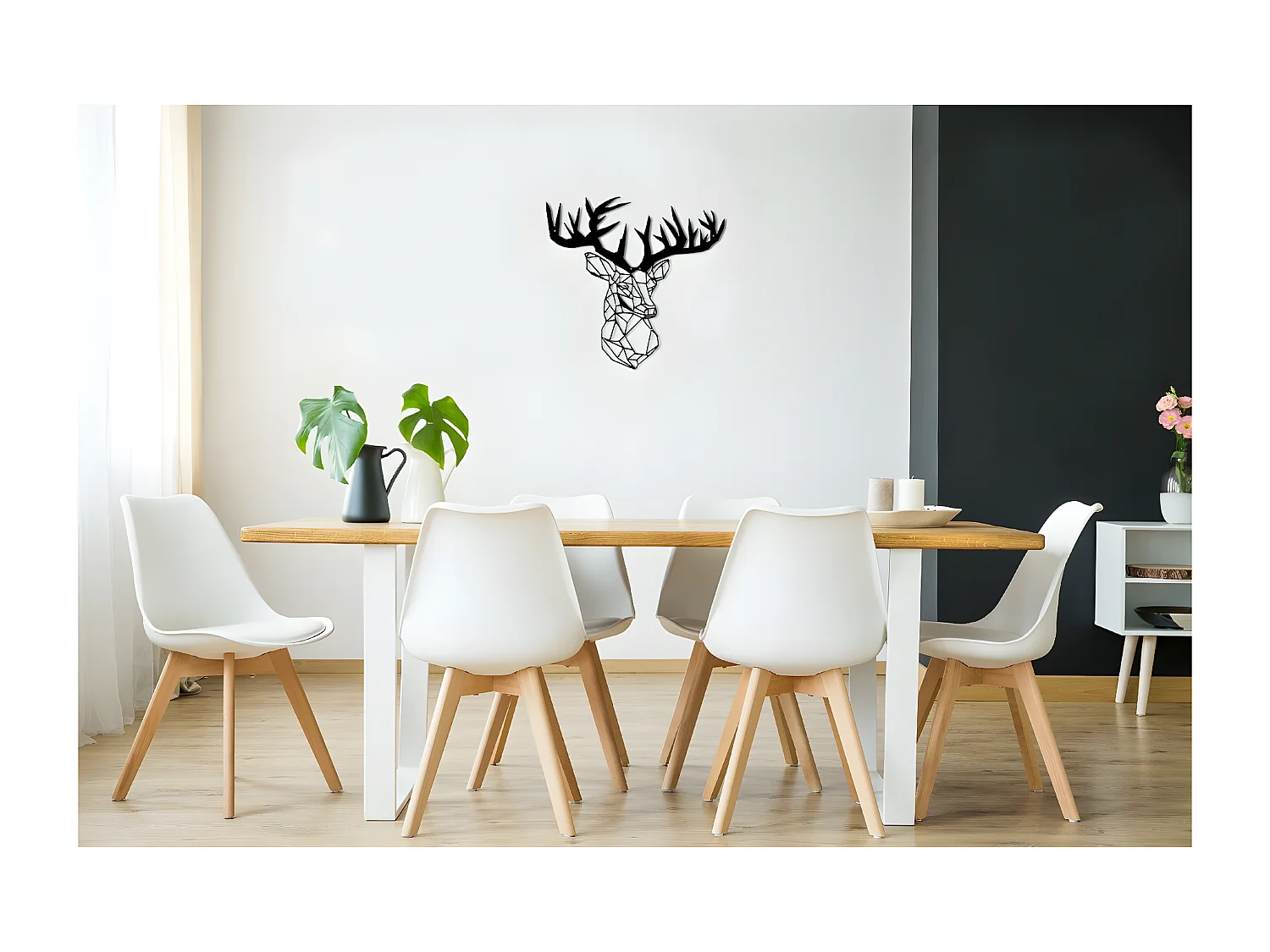 Décoration en Métal Chevreuil 2, Noir, 50x1,5x50 cm, EPIKASA