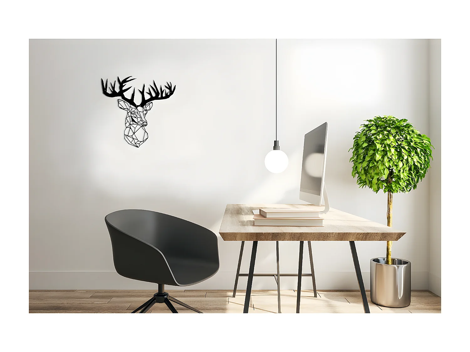 Décoration en Métal Chevreuil 2, Noir, 50x1,5x50 cm, EPIKASA