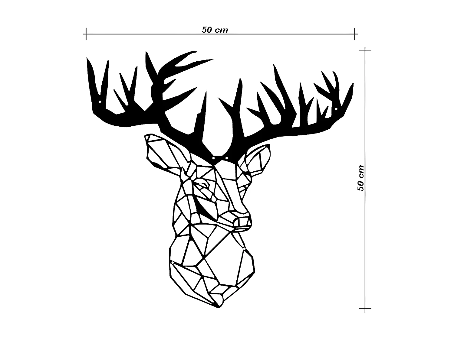 Décoration en Métal Chevreuil 2, Noir, 50x1,5x50 cm, EPIKASA