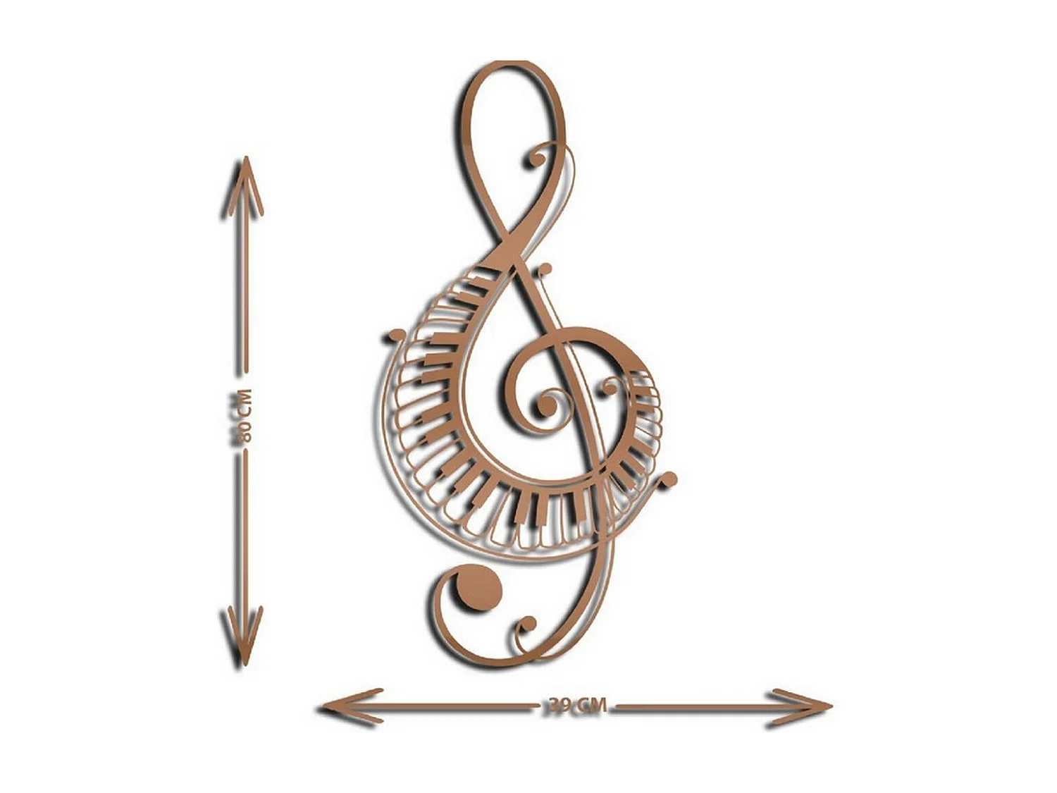 Dekoracja Metalowa Fortepian 8, Miedź, 39x1,5x80 cm, EPIKASA