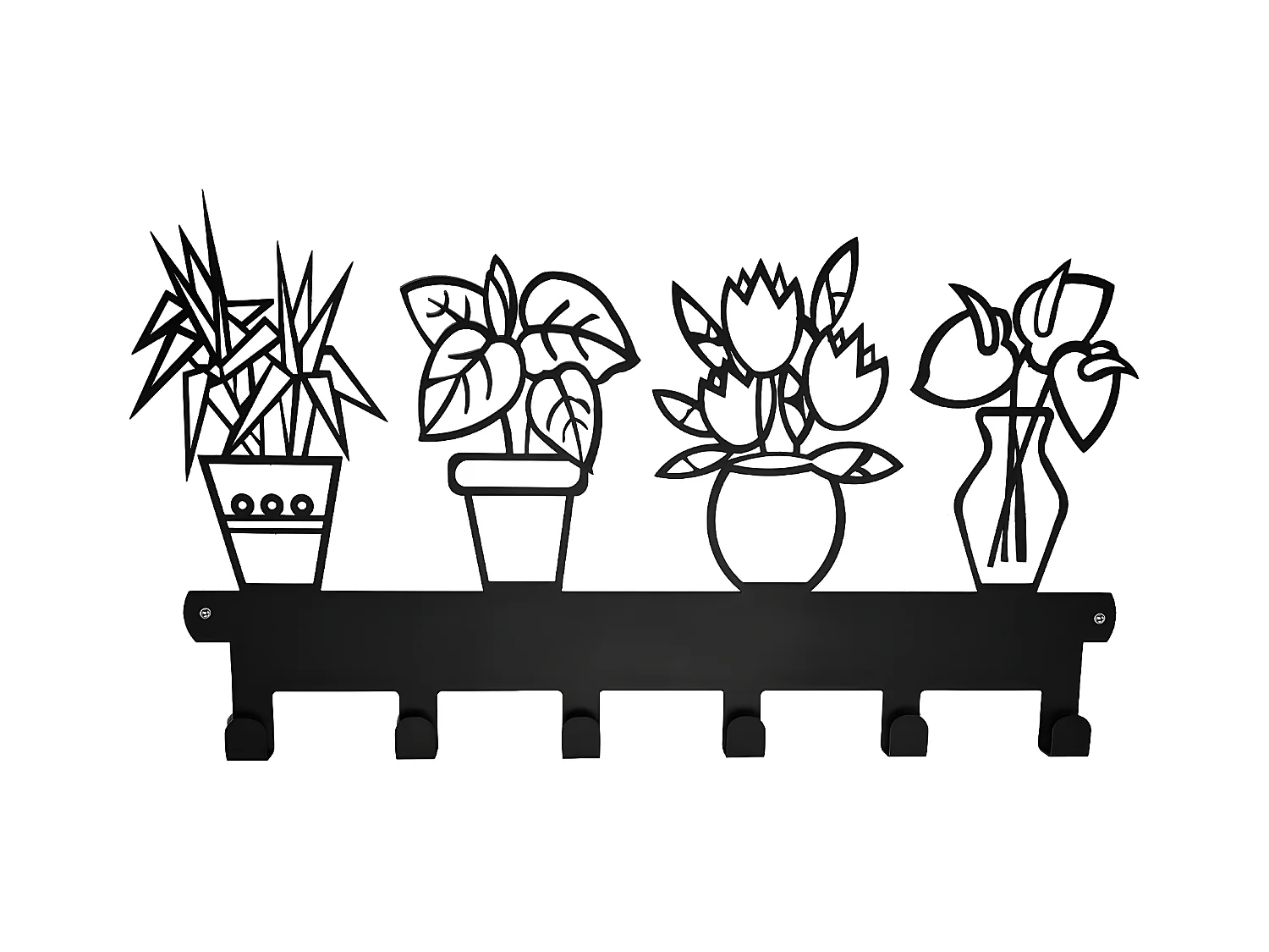 Cabides de Parede Flor 14, Preto, 65x1,5x40 cm, EPIKASA