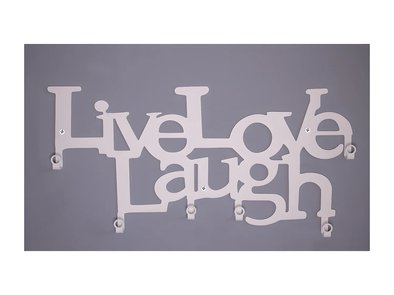 Cabides de Parede Live Love Laugh 6, Branco, 46x0,20x27 cm, EPIKASA