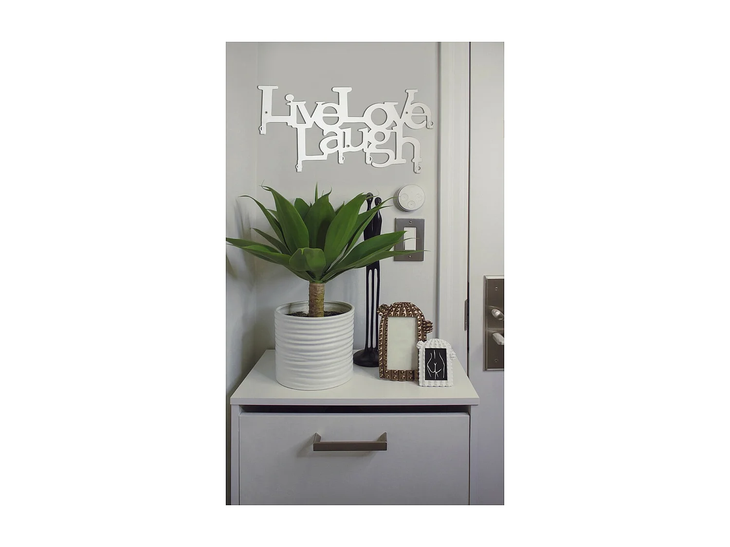 Cabides de Parede Live Love Laugh 6, Branco, 46x0,20x27 cm, EPIKASA