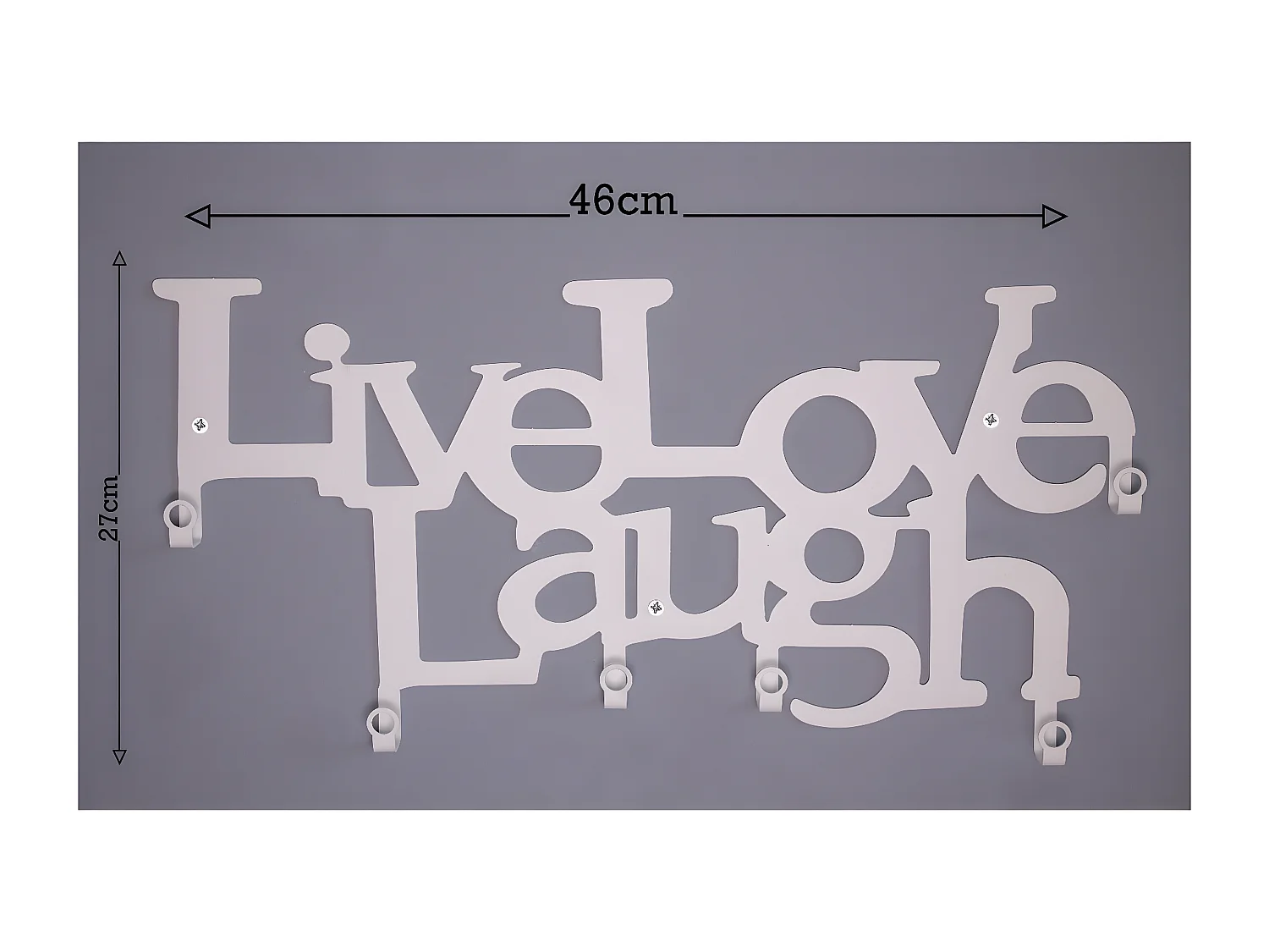Cabides de Parede Live Love Laugh 6, Branco, 46x0,20x27 cm, EPIKASA
