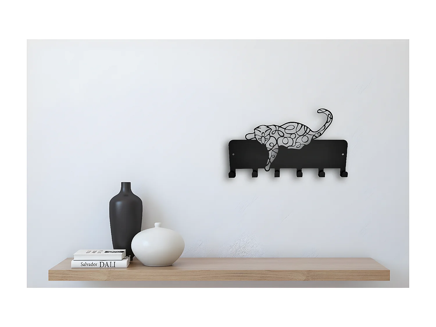 Cabides de Parede Gatos 13, Preto, 50x1,5x32 cm, EPIKASA