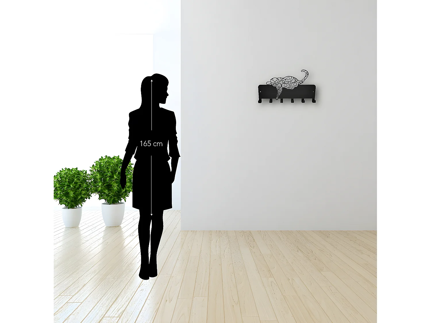 Cabides de Parede Gatos 13, Preto, 50x1,5x32 cm, EPIKASA