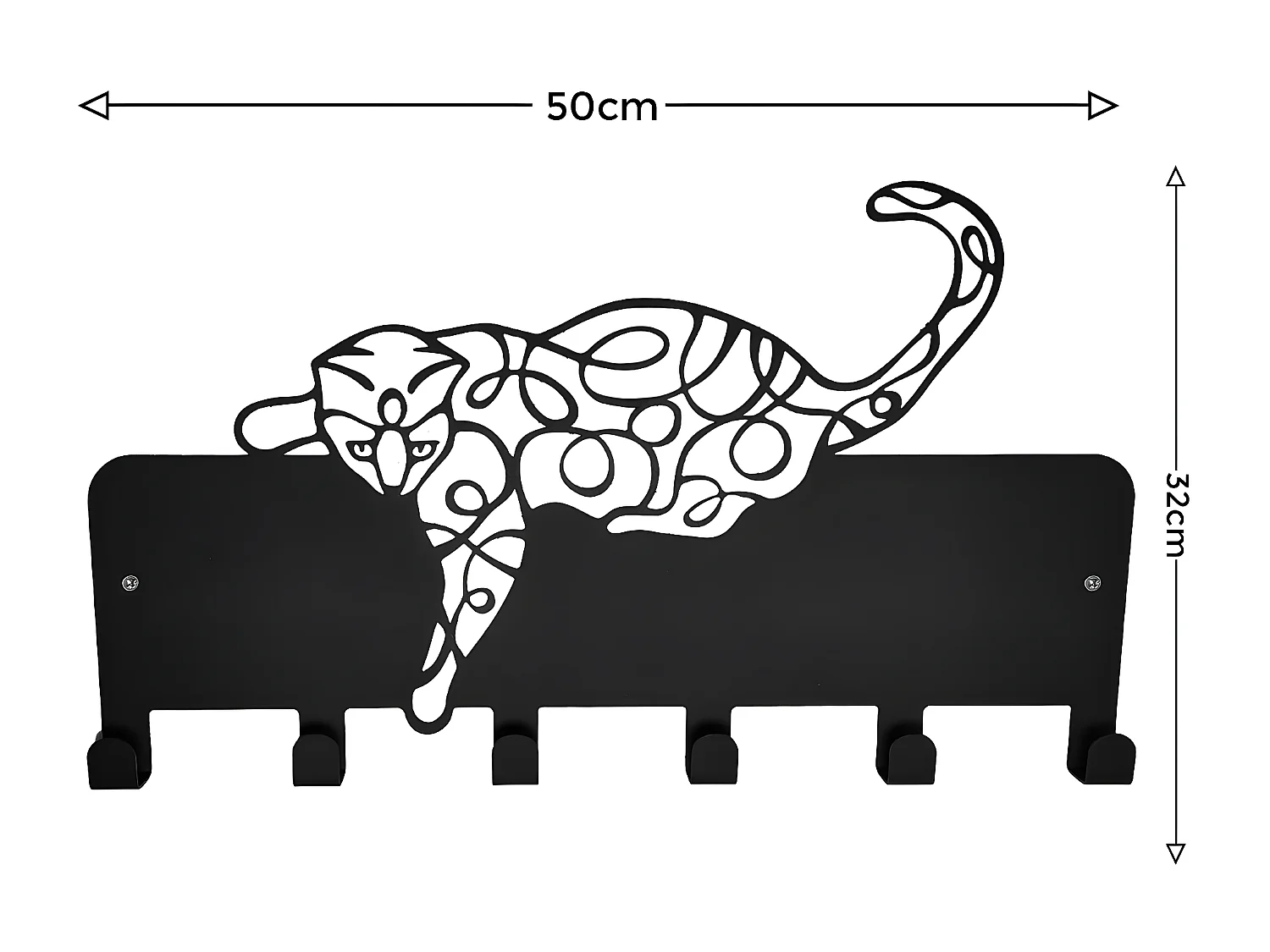 Cabides de Parede Gatos 13, Preto, 50x1,5x32 cm, EPIKASA