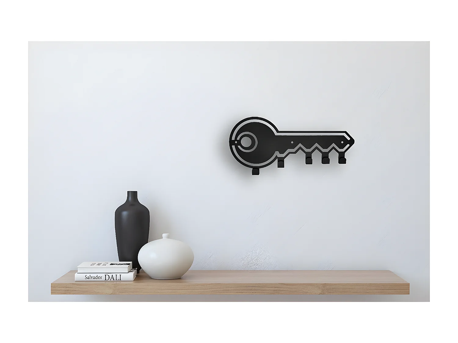 Cabides de Parede Chave, Preto, 50x1,5x30 cm, EPIKASA