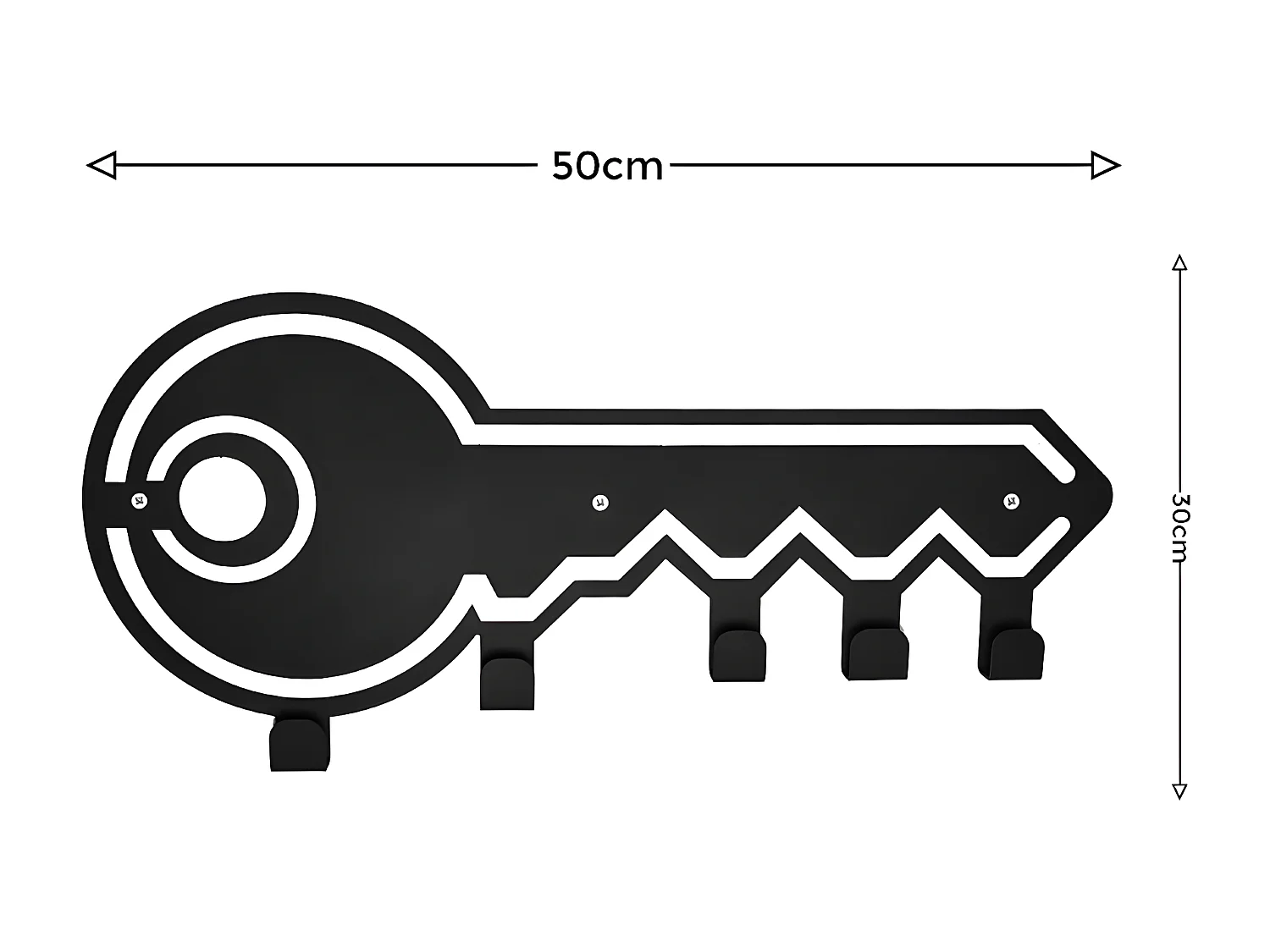 Cabides de Parede Chave, Preto, 50x1,5x30 cm, EPIKASA
