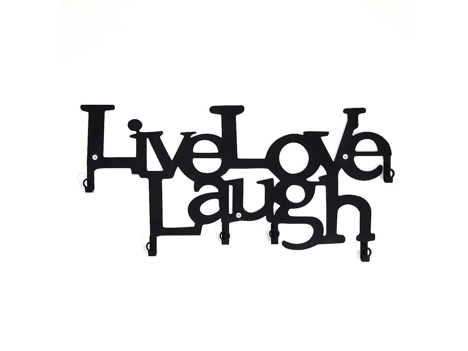 Porte-Manteau Murale Live Love Laugh, Noir, 46x2x27 cm, EPIKASA