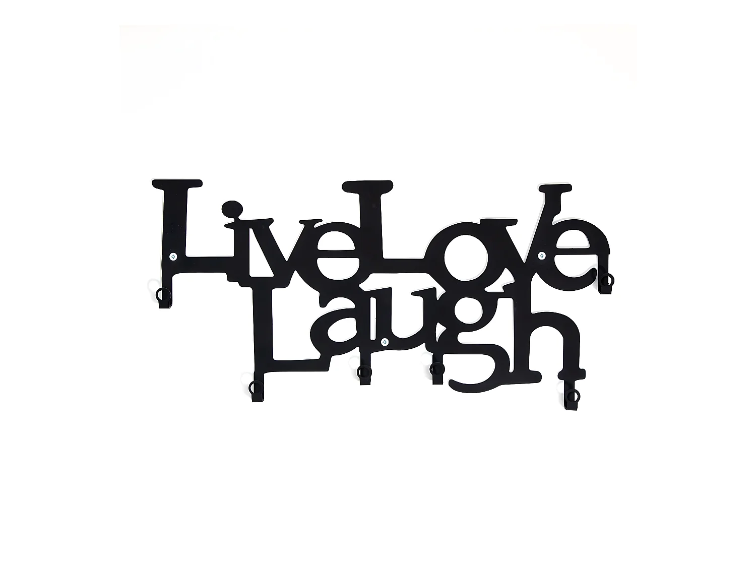 Cabides de Parede Live Love Laugh, Preto, 46x2x27 cm, EPIKASA