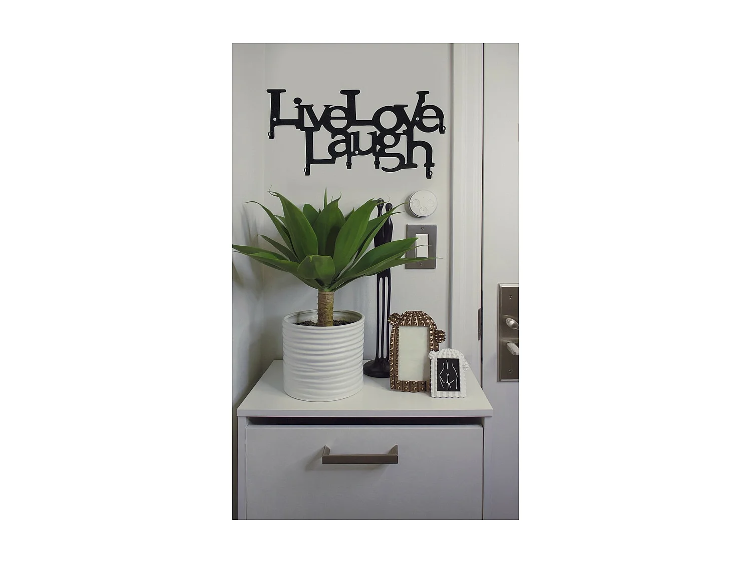 Cabides de Parede Live Love Laugh, Preto, 46x2x27 cm, EPIKASA