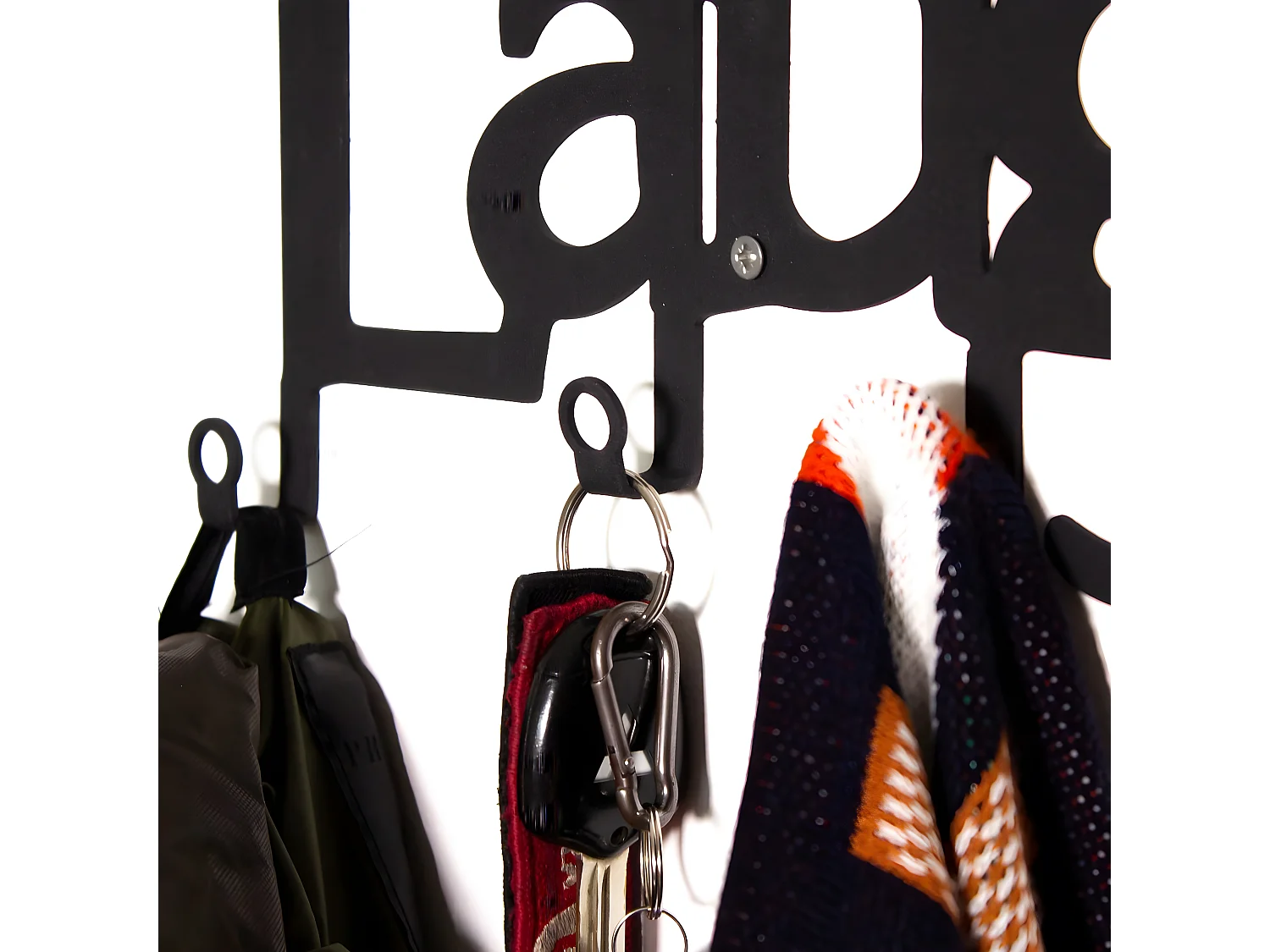 Cabides de Parede Live Love Laugh, Preto, 46x2x27 cm, EPIKASA