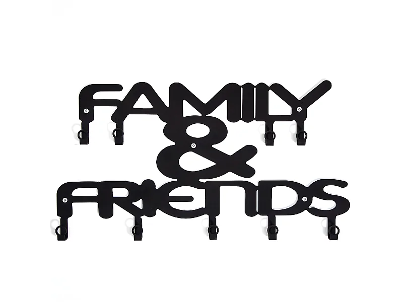 Cabides de Parede Family and Friends, Preto, 47x2x29 cm, EPIKASA