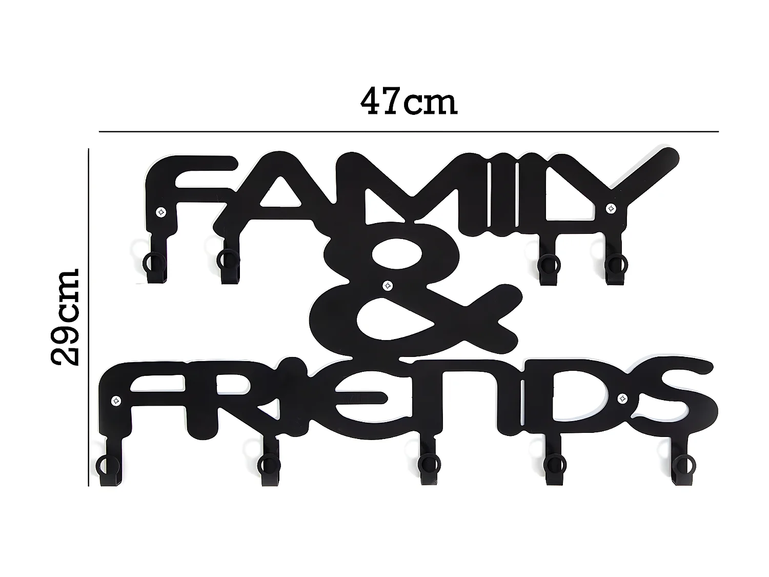Cabides de Parede Family and Friends, Preto, 47x2x29 cm, EPIKASA