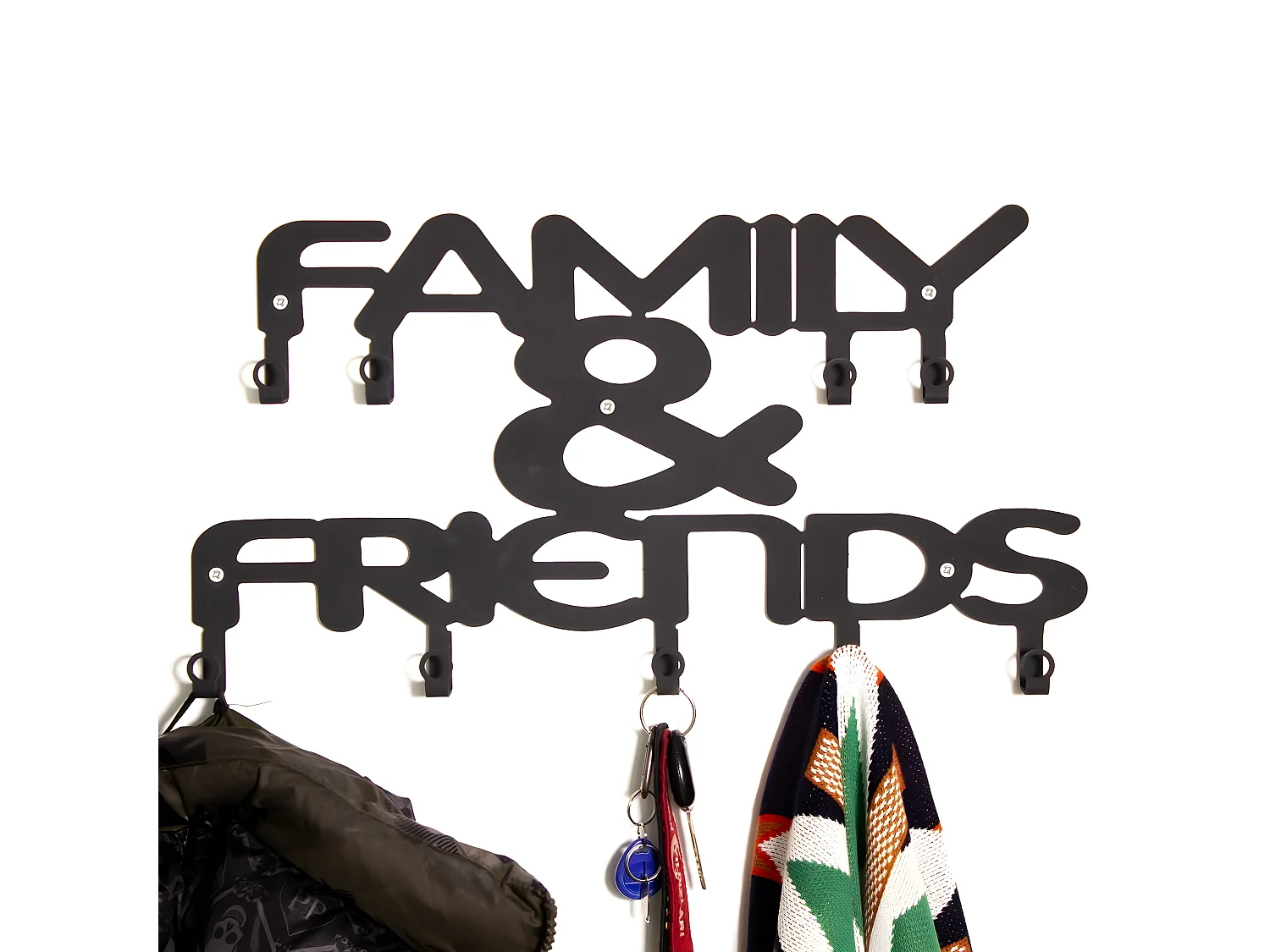 Porte-Manteau Murale Family and Friends, Noir, 47x2x29 cm, EPIKASA