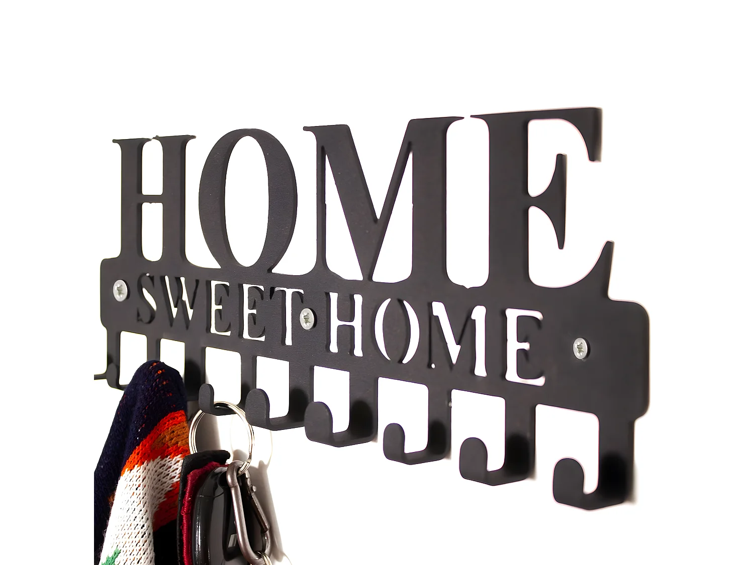 Cabides de Parede Home Sweet Home 1, Preto, 29x2x13 cm, EPIKASA