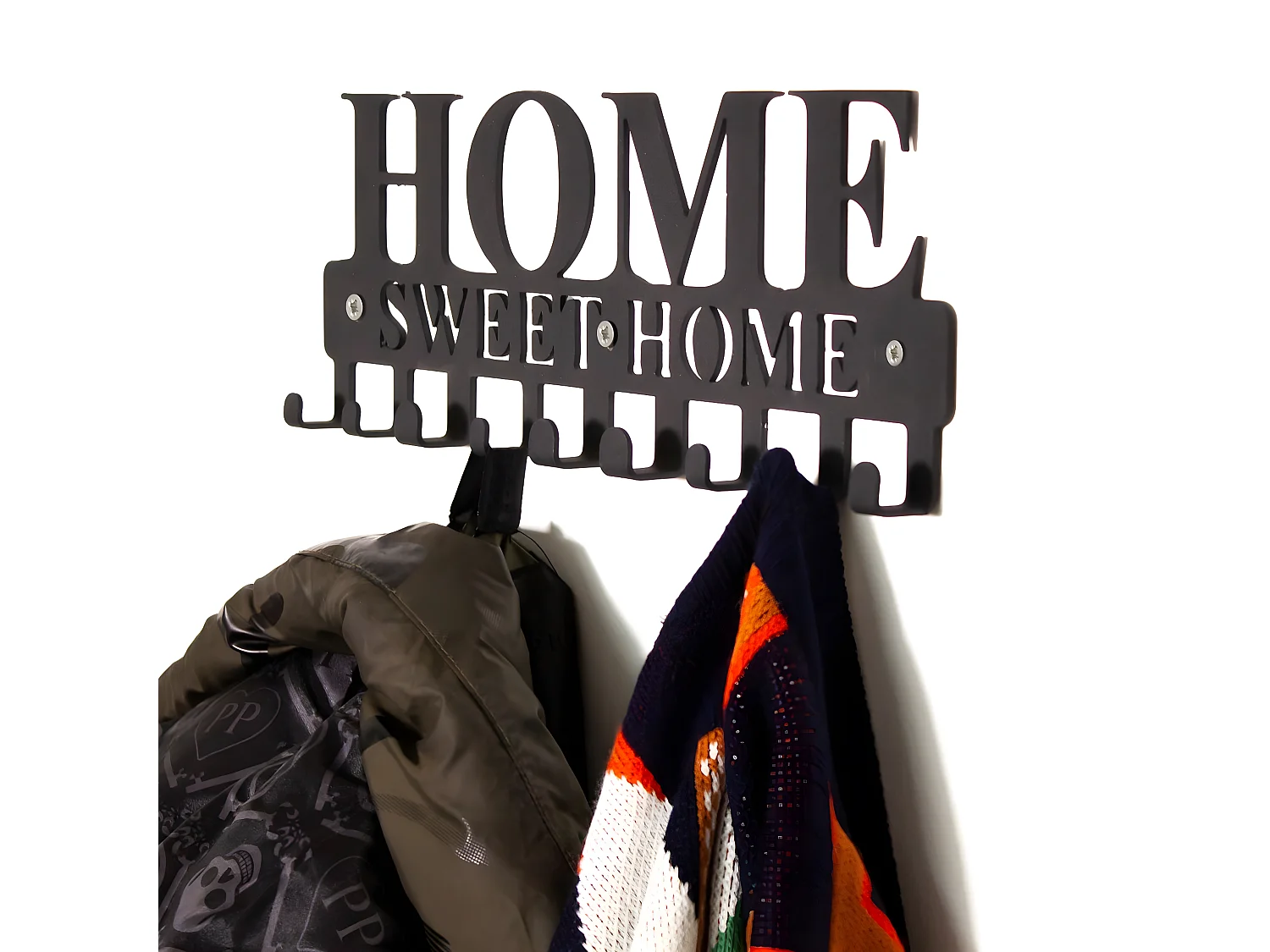 Cabides de Parede Home Sweet Home 1, Preto, 29x2x13 cm, EPIKASA