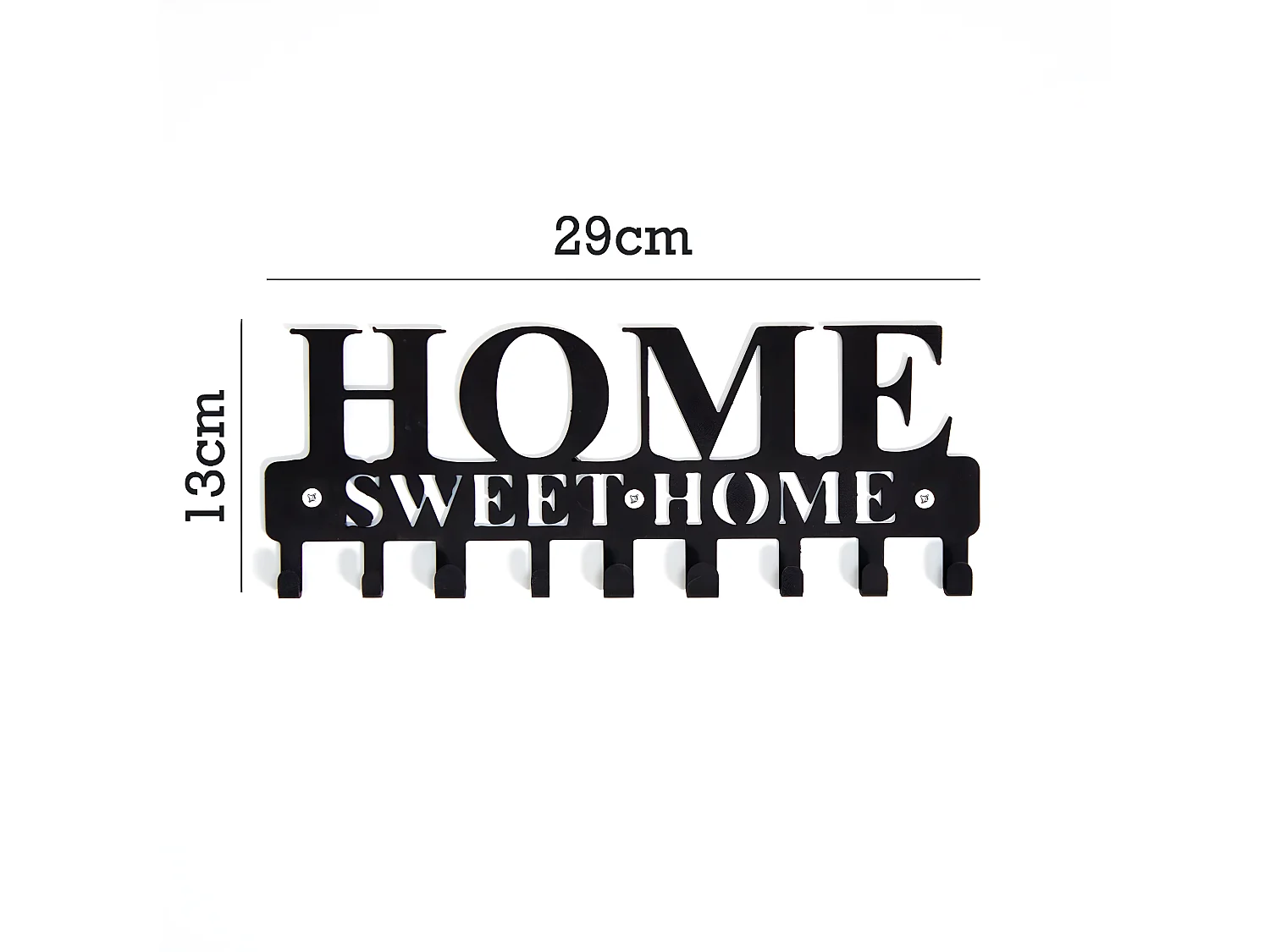 Cabides de Parede Home Sweet Home 1, Preto, 29x2x13 cm, EPIKASA
