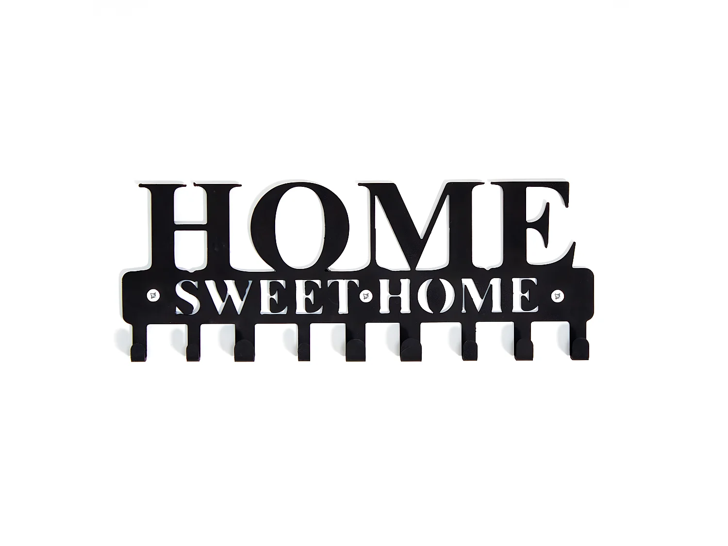 Cabides de Parede Home Sweet Home 1, Preto, 29x2x13 cm, EPIKASA