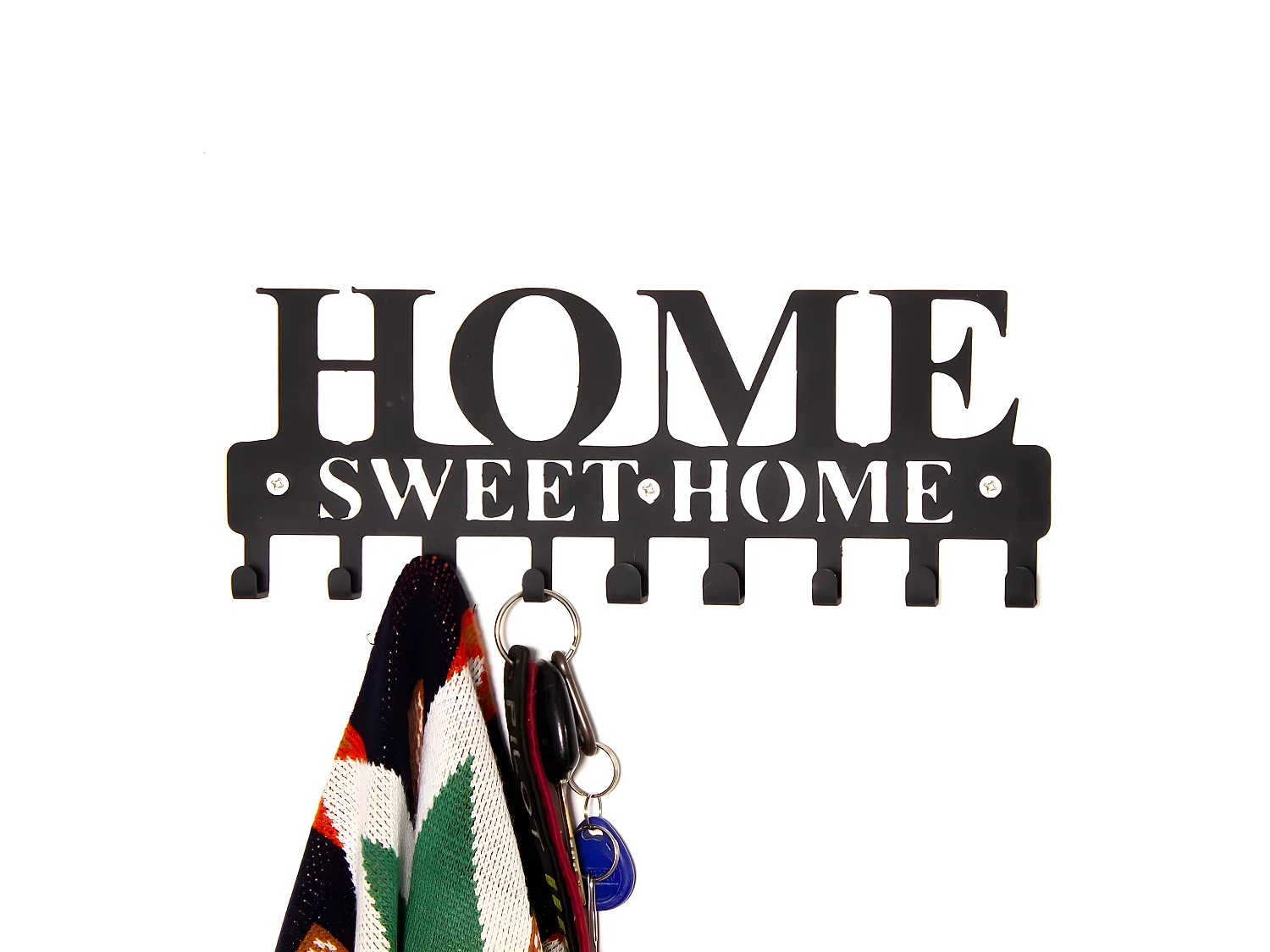 Cabides de Parede Home Sweet Home 1, Preto, 29x2x13 cm, EPIKASA