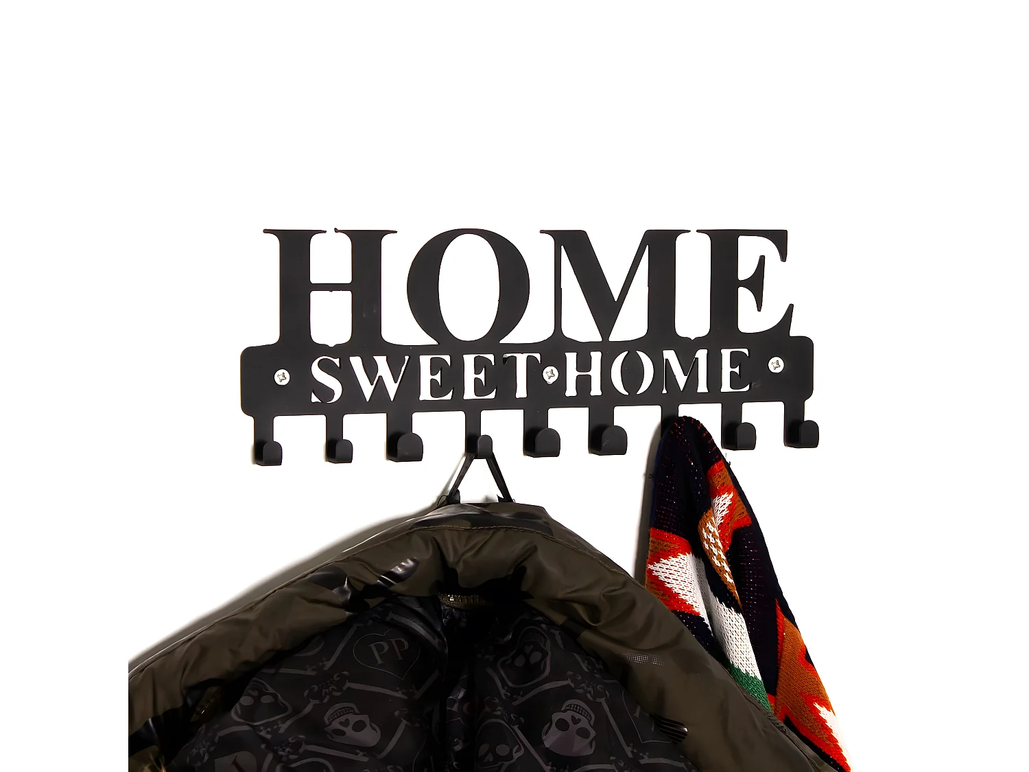 Cabides de Parede Home Sweet Home 1, Preto, 29x2x13 cm, EPIKASA