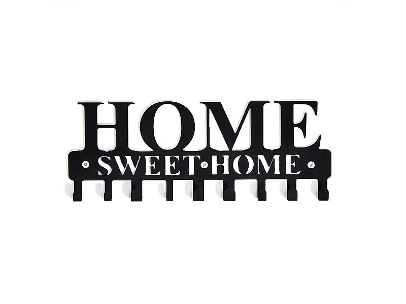 Cabides de Parede Home Sweet Home 1, Preto, 29x2x13 cm, EPIKASA