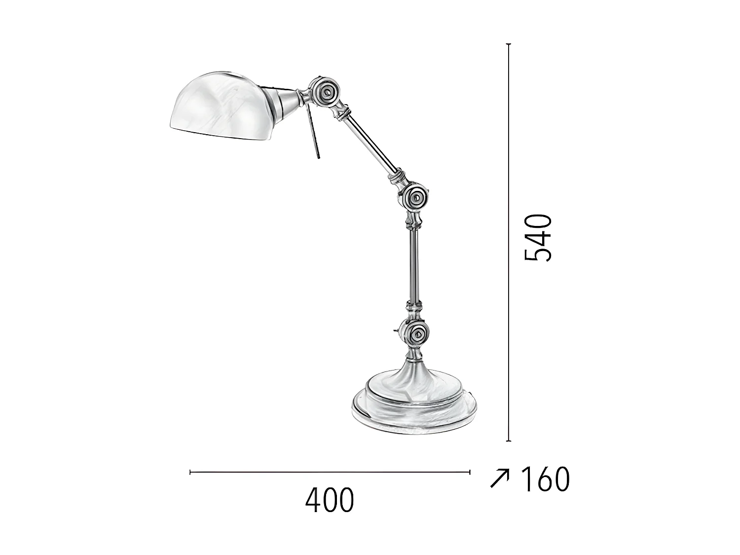 Lampe à Poser Kadina, Argent, 40x16x54 cm, EPIKASA