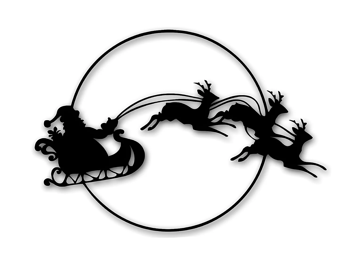 Décoration en Métal Traîneau, Noir, 90x1,5x62 cm, EPIKASA