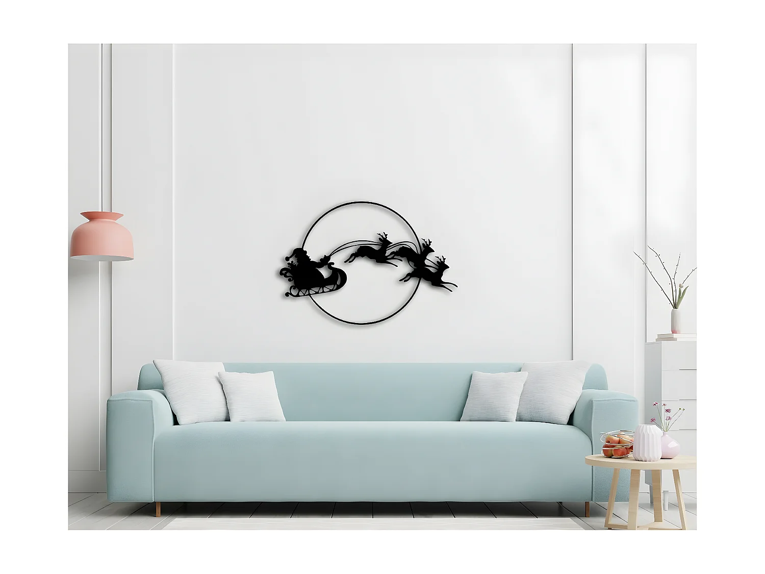 Décoration en Métal Traîneau, Noir, 90x1,5x62 cm, EPIKASA