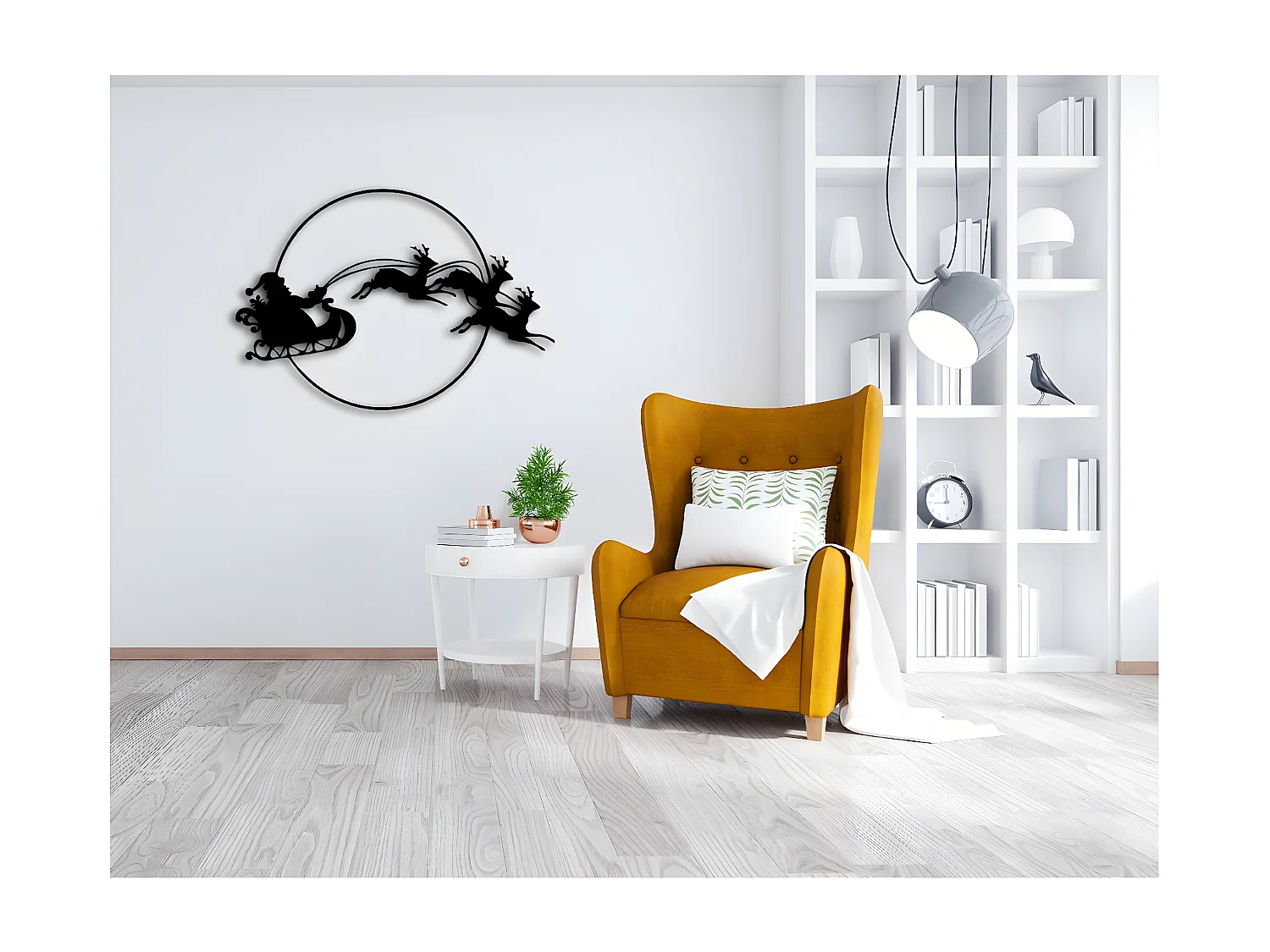 Décoration en Métal Traîneau, Noir, 90x1,5x62 cm, EPIKASA