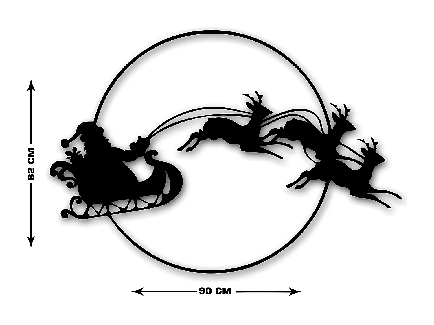 Décoration en Métal Traîneau, Noir, 90x1,5x62 cm, EPIKASA