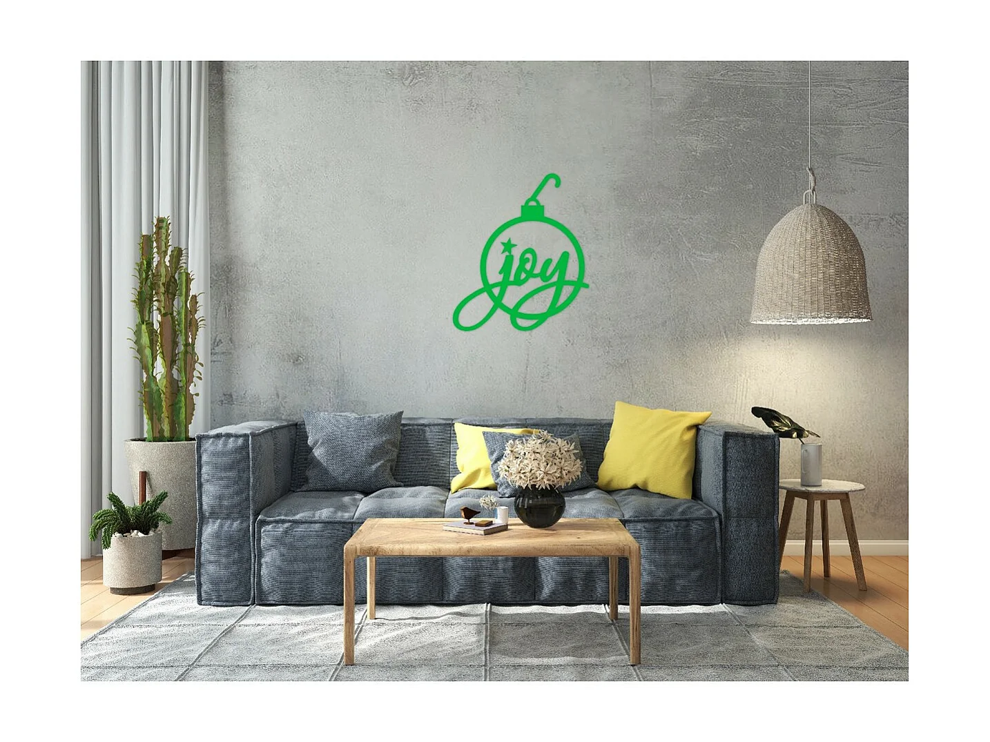 Décoration en Métal Joy 1, Vert, 50x1,5x58 cm, EPIKASA