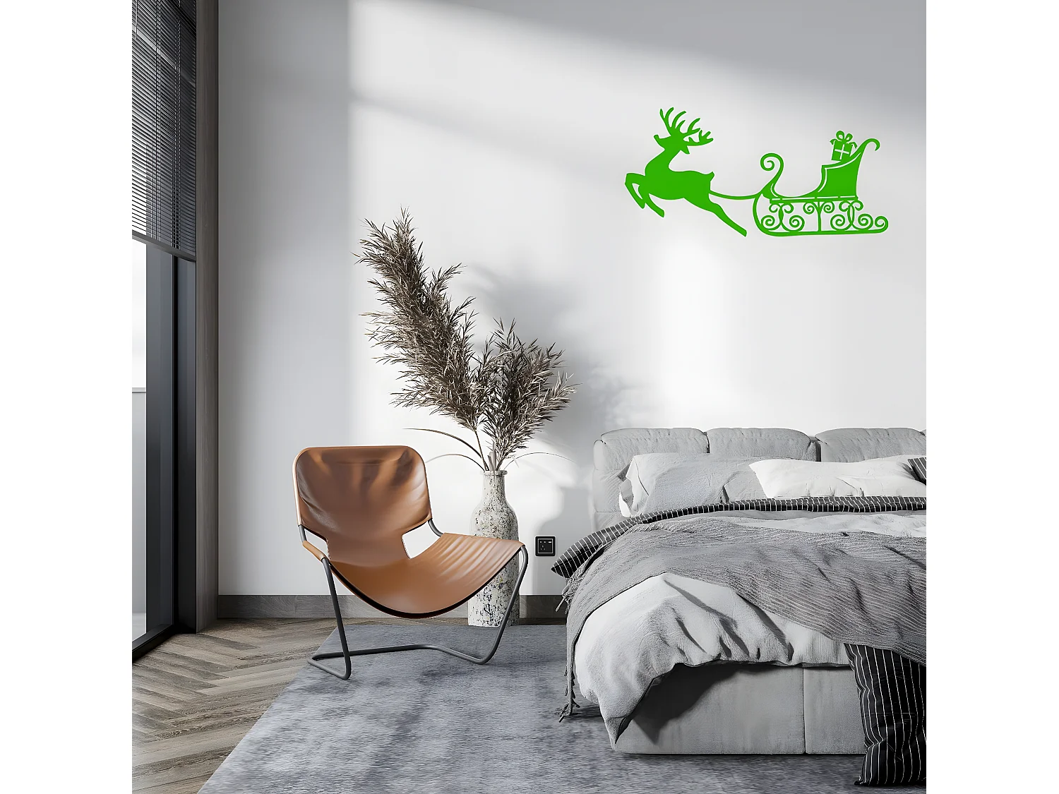 Decorazione in Metallo Slitta 8, Verde, 60x1,5x29 cm, EPIKASA